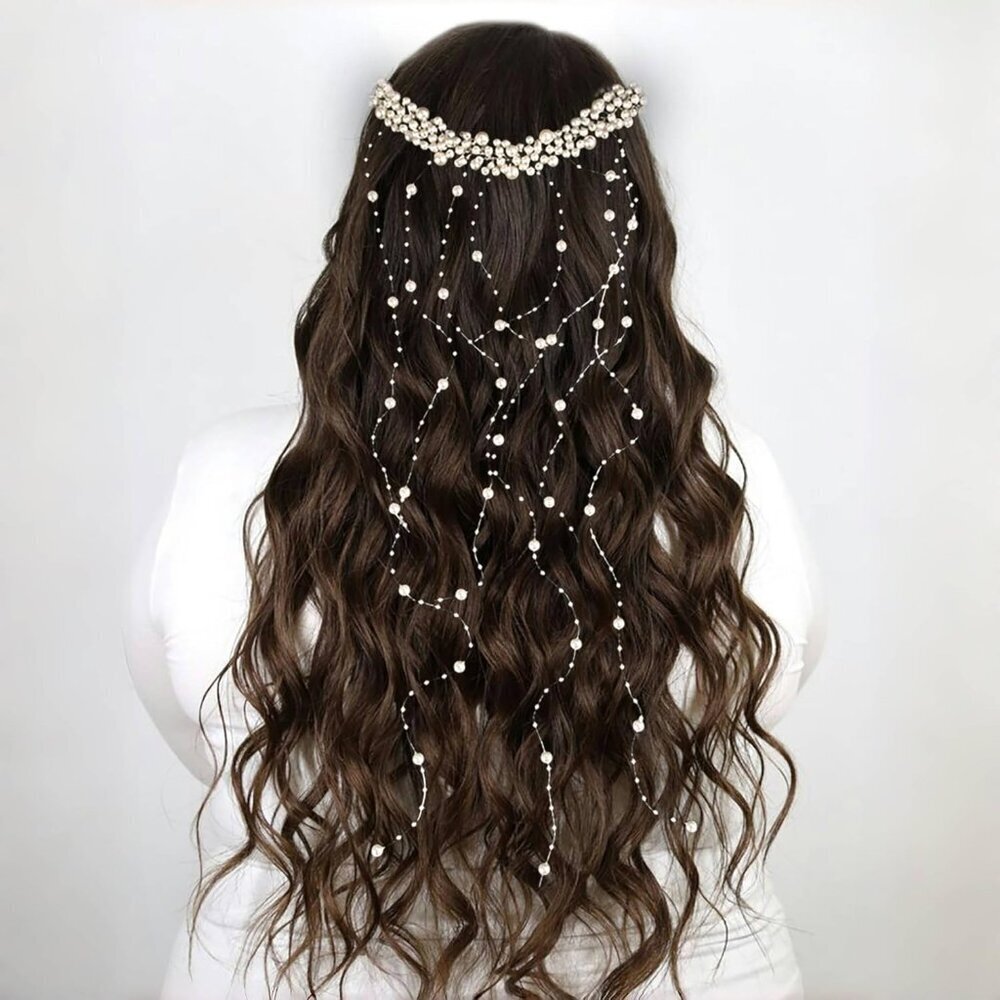 Flower Crown Women Floral Pearl Headband Wedding Bridal Festival Hair Accessory